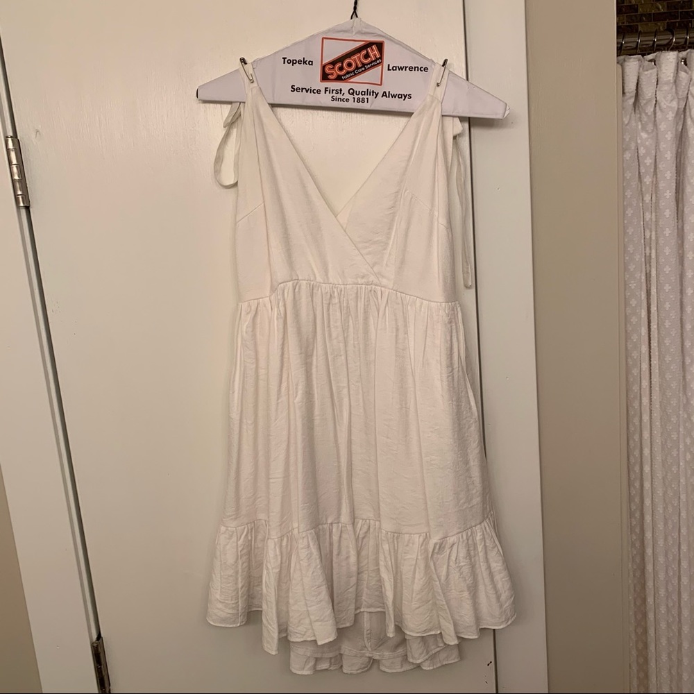 Hello Molly White tie strap mini dress